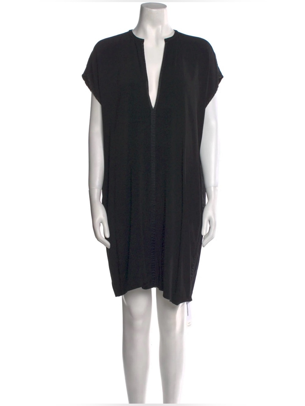 Vince Satin Trim V-neck Pocket Shift Dress